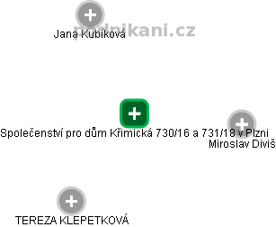 Společenství pro dům Křimická 730/16 a 731/18 v Plzni - náhled vizuálního zobrazení vztahů obchodního rejstříku