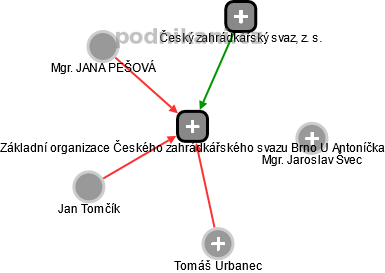 Základní organizace Českého zahrádkářského svazu Brno U Antoníčka - náhled vizuálního zobrazení vztahů obchodního rejstříku