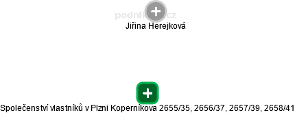 Společenství vlastníků v Plzni Koperníkova 2655/35,  2656/37, 2657/39, 2658/41 - náhled vizuálního zobrazení vztahů obchodního rejstříku