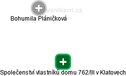 Společenství vlastníků domu 762/III v Klatovech - náhled vizuálního zobrazení vztahů obchodního rejstříku